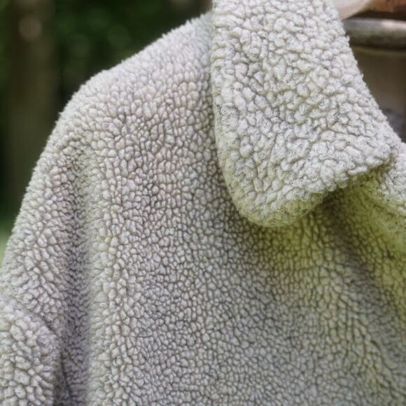 Vintage 90s IZZI Outerwear Beige Fleece Button Front Jacket - Picture 6 of 8